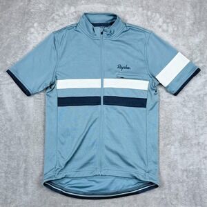 Rapha Brevet Cycling Jersey Mens Medium Blue Full Zip Short Sleeve Reflective